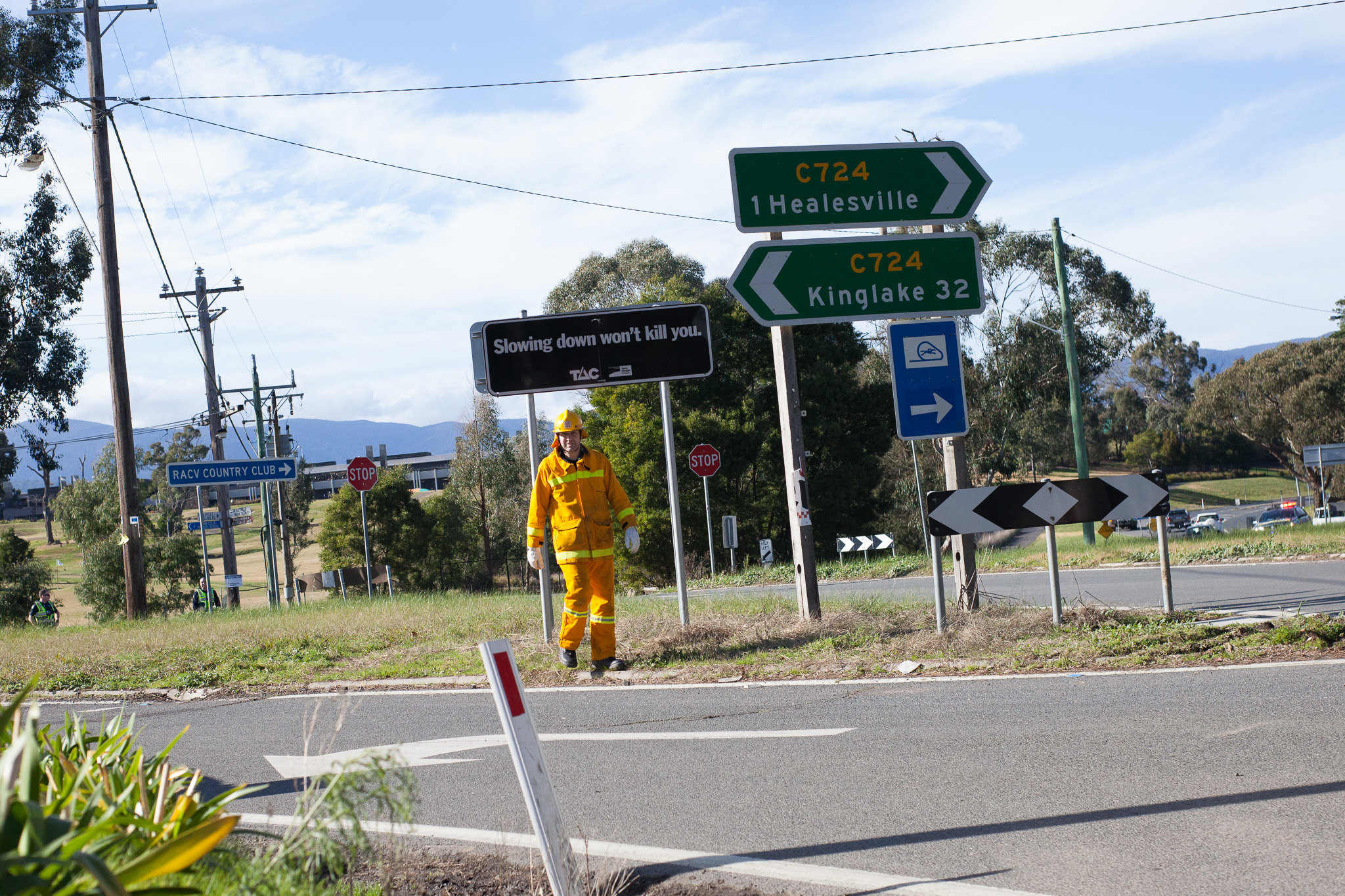 Healesville Log Truck rolled over at intersection between RACV and Healesville Gables