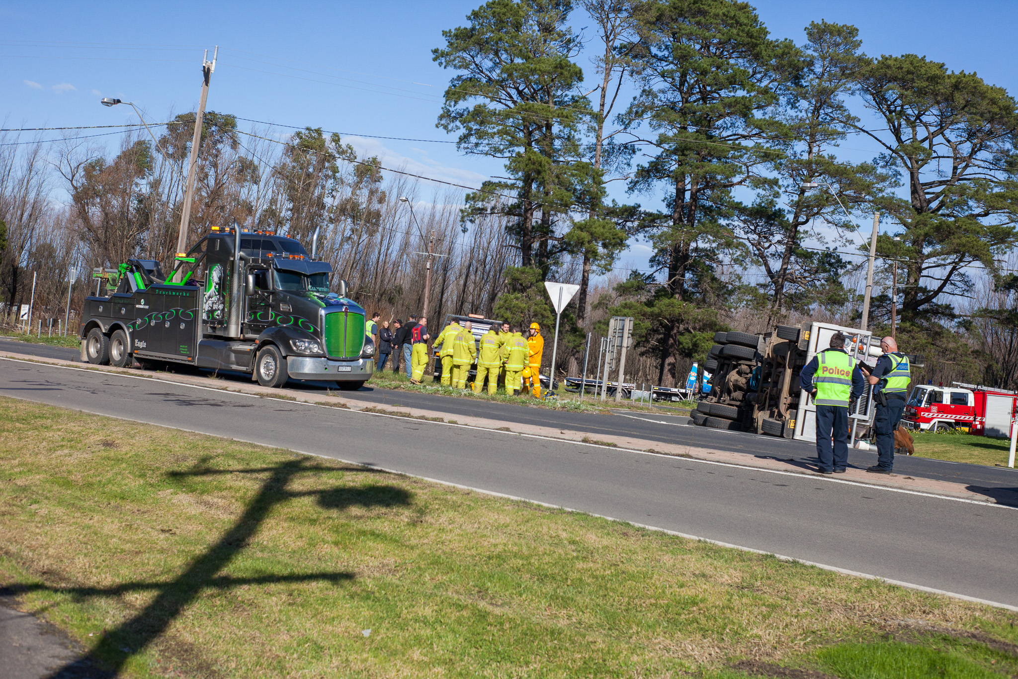 Healesville Log Truck rolled over at intersection between RACV and Healesville Gables